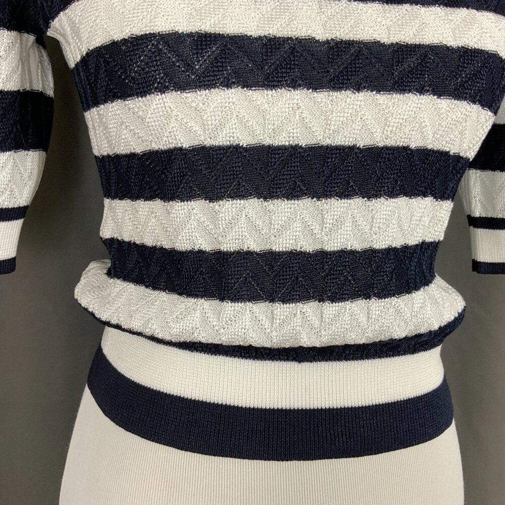 New Veronica Beard Lisbeth Nvy & White Striped Knit Top Sz XS - Picture 3 of 16